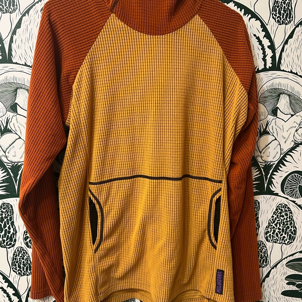 Melanzana Orange and Yellow microgrid hoodie